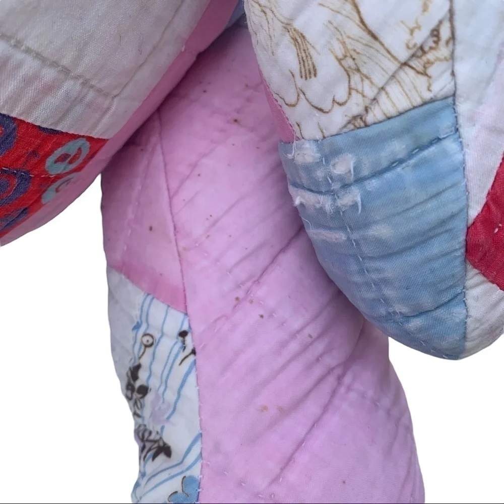 Vintage Handmade Quilt Patchwork Stuffed Bear